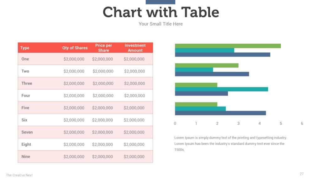table and chart slide