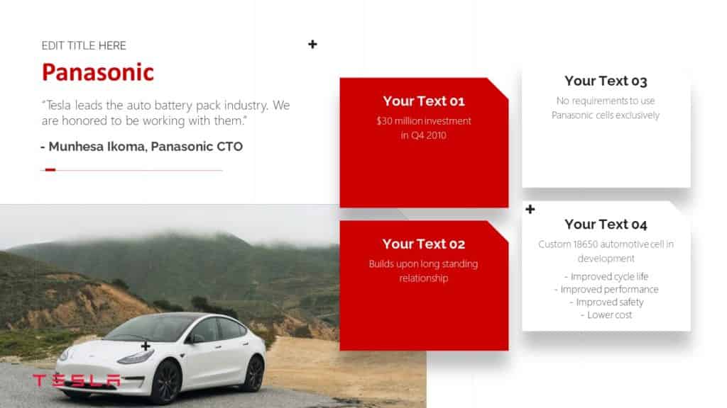 Tesla Panasonic partner Tesla Pitch Deck Template Download Tesla Investor Presentation