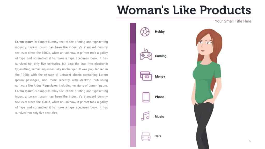 sales pitch presentations template. woman like product