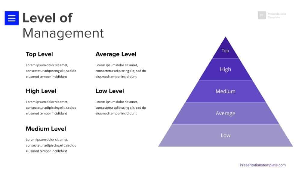 Level of managemet Pyramid infographic powerpoint pyramid smartart