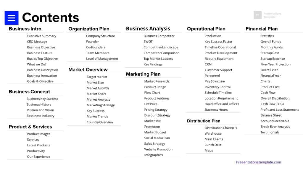 10 Business plan sections Business Plan Complete outline, company plan outine, business plan sections,
