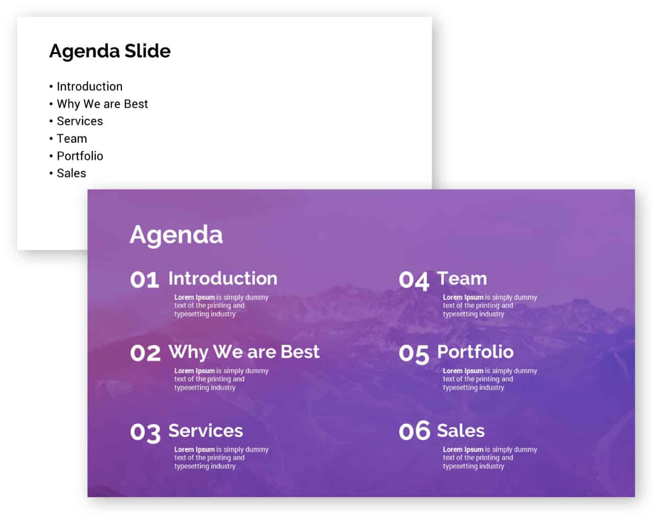 How create amazing agenda slide in Powerpoint, Agenda slide,How turn simple slide into professional slide