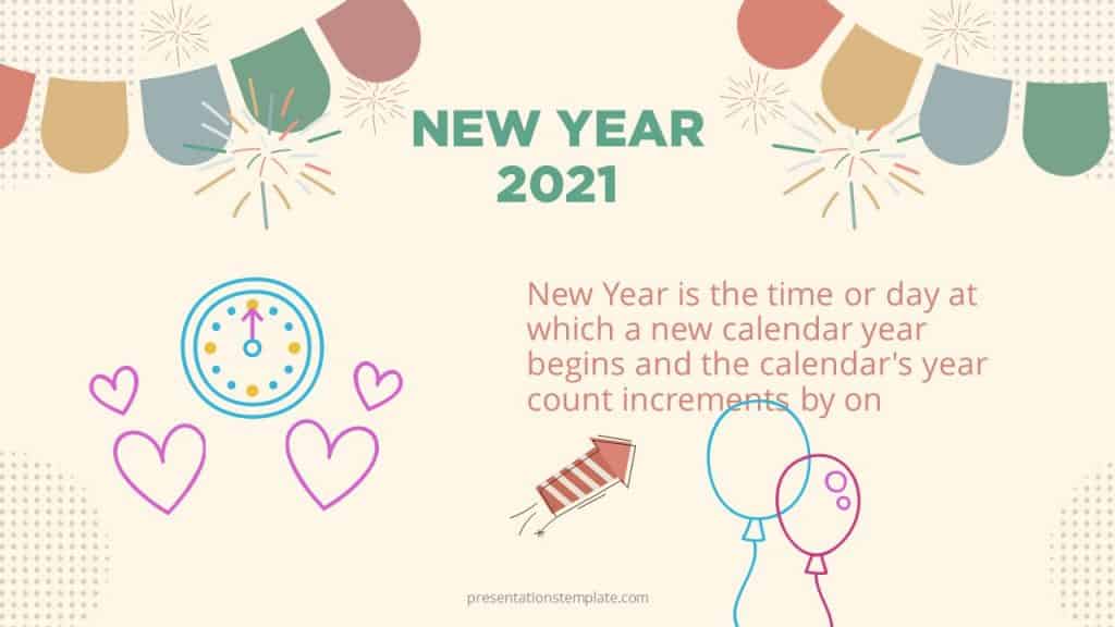 Happy New year Presentation Template Free, New years Google Slides Theme