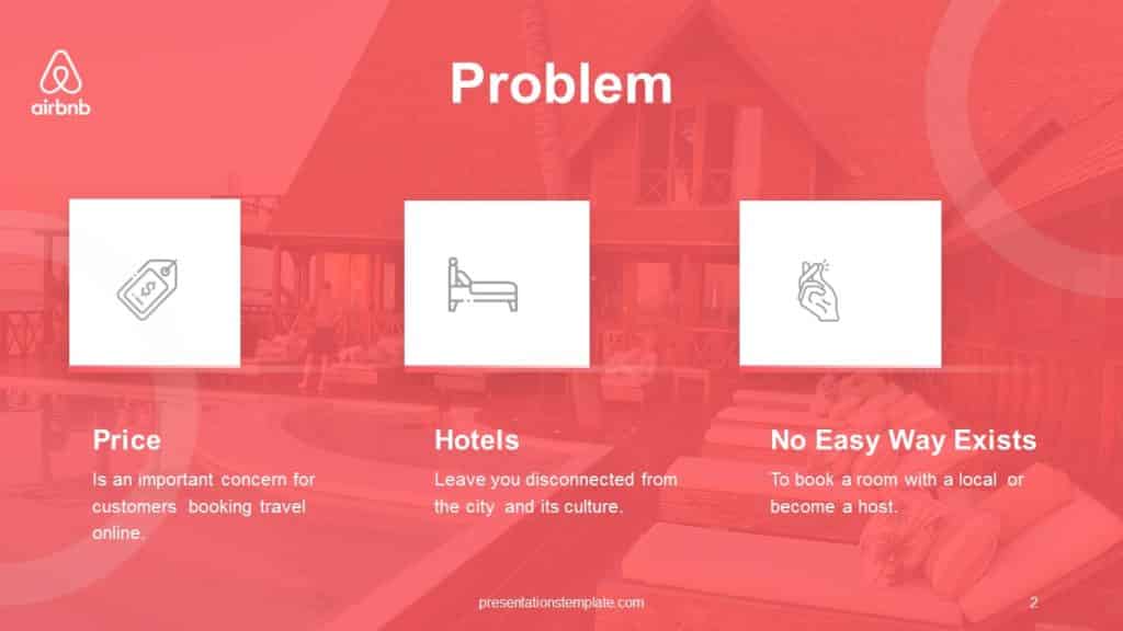 airBnB Pitch deck problem slide AirBnb Pitch Deck Template Free