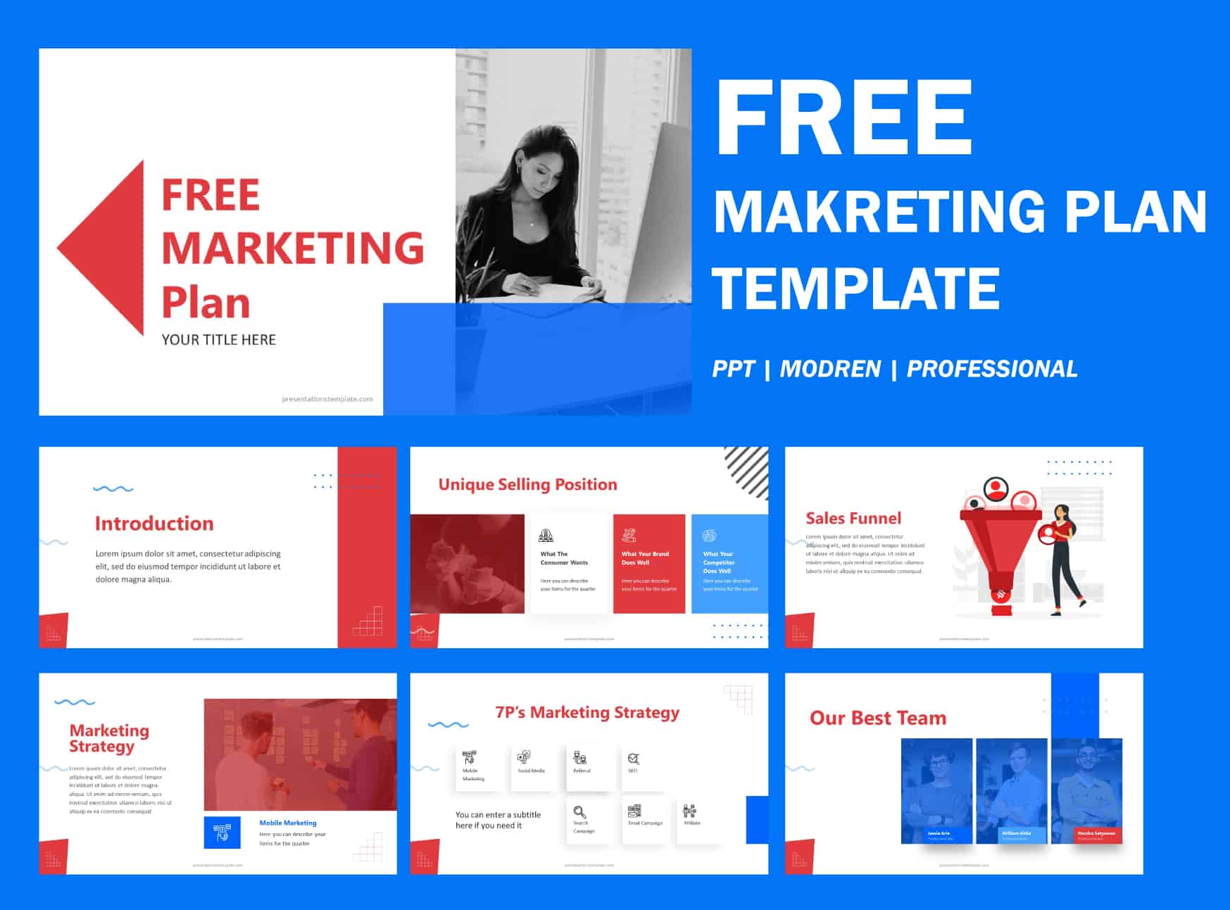 Marketing Plan Presentation Template free Download Google Slides free